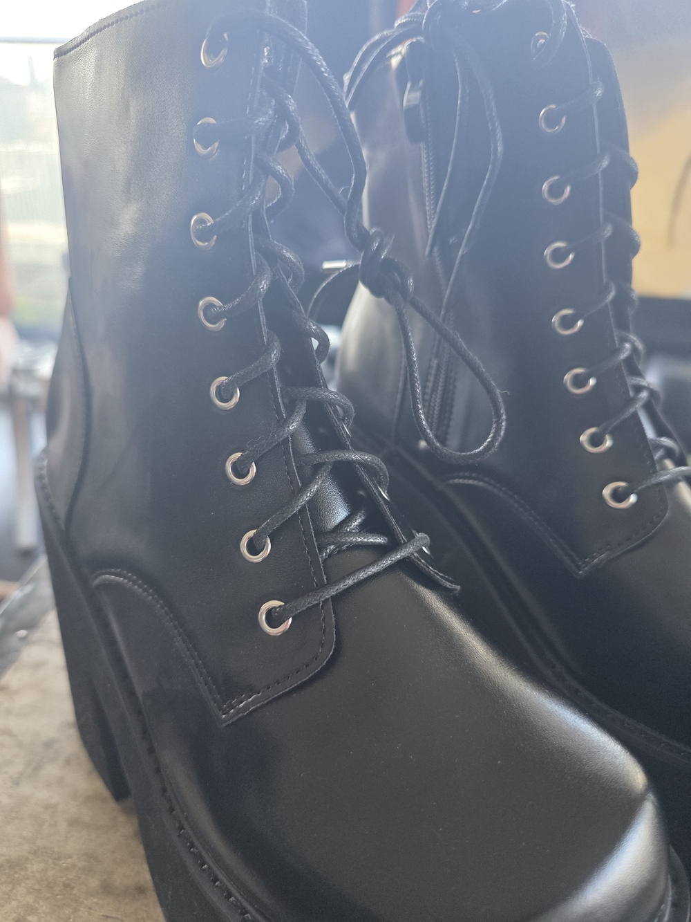 Platform Lace-Up Ankle Boots, Black - Picture 3 of 6